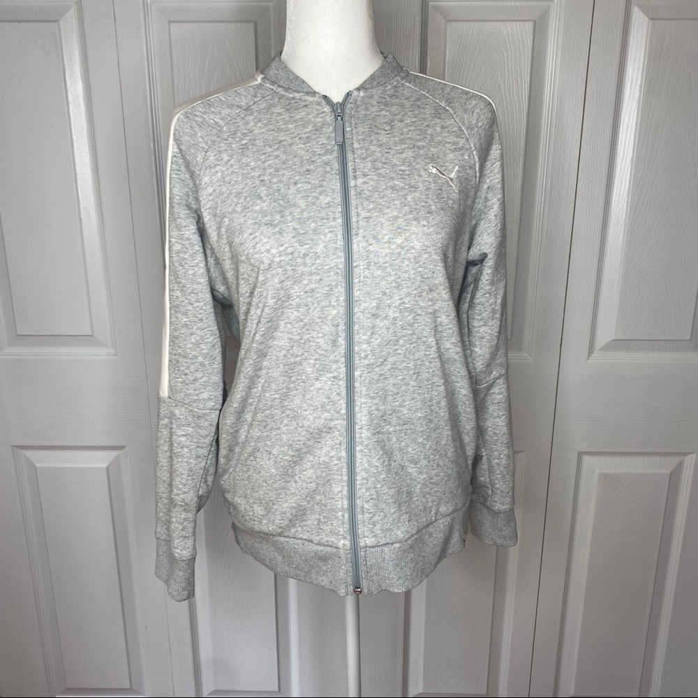 🔥SOLD🔥 Puma Zip Up Athletic Jacket Gray Creme Size Large